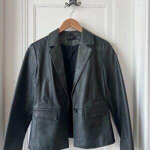 90's Black Leather Blazer